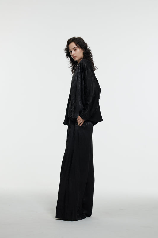 C-Style Jacquard Wide-Leg Pants